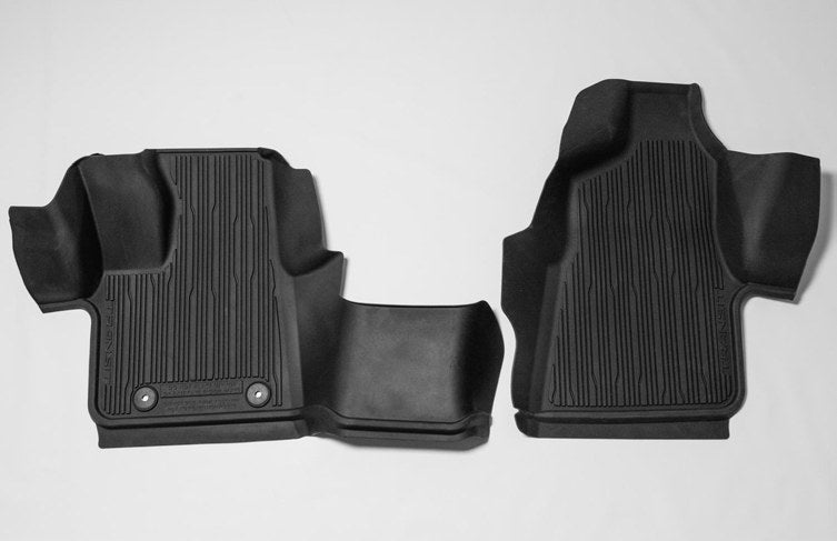TRANSIT 2020-2027 FLOOR LINER - TRAY STYLE, 2-PIECE FRONT, BLACK, FOR USE WITH CARPET FLOORING