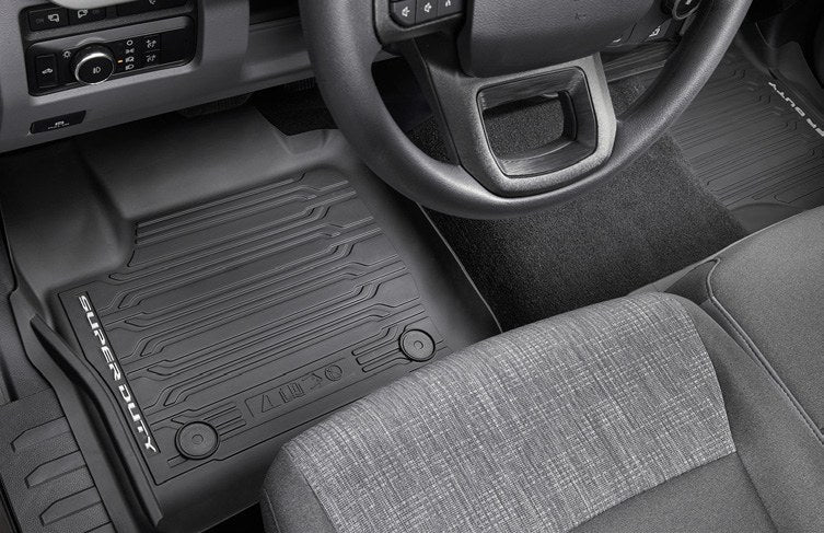 SUPER DUTY 2023-2027 FLOOR LINER - TRAY STYLE, BLACK, 2-PIECE FRONT, FOR CARPET FLOORING, FOR REGULAR CAB