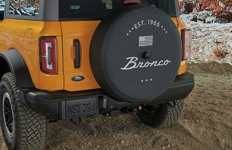 BRONCO 2021-2027 SPARE TIRE COVER - BRONCO 66, OPAQUE WHITE INK, FOR 33 INCH TIRE