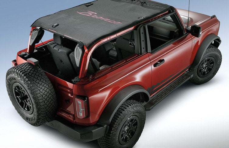 BRONCO 2021-2027 BIMINI TOP, BRONCO SCRIPT, BLACK W/PINK, 2 DR