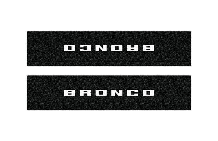 BRONCO 2021-2027 DOOR SILL PROTECTOR KIT BY TUFSKINZ, BRONCO LOGO, 3-DOOR