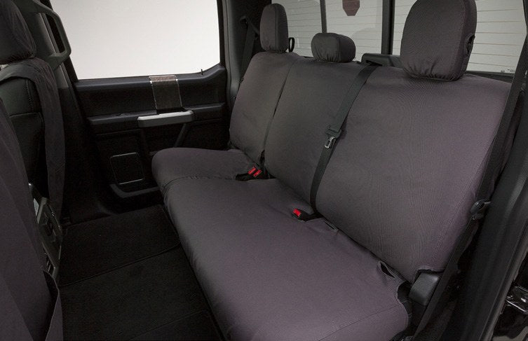 F-150 2021-2027 SEAT COVERS, PROTECTIVE SEAT COVERS BY COVERCRAFT - REAR ROW, 60/40, W/ARMREST, FOR SUPERCREW, CHARCOAL