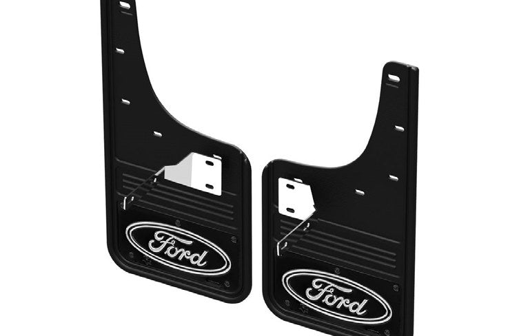 SUPER DUTY 2023-2027 SPLASH GUARDS - GATORBACK BY TRUCK HARDWARE, FRONT PAIR, BLACK FORD OVAL