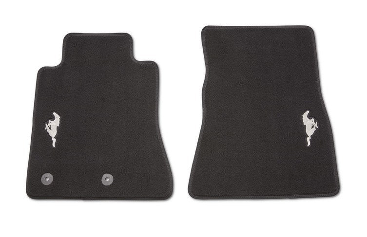 MUSTANG 2020-2027 FLOOR MATS - CARPETED, BLACK, 2-PIECE SET, WITH PONY LOGO