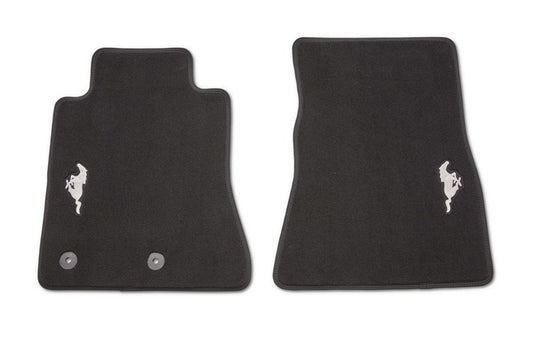 MUSTANG 2020-2027 FLOOR MATS - CARPETED, BLACK, 2-PIECE SET, WITH PONY LOGO