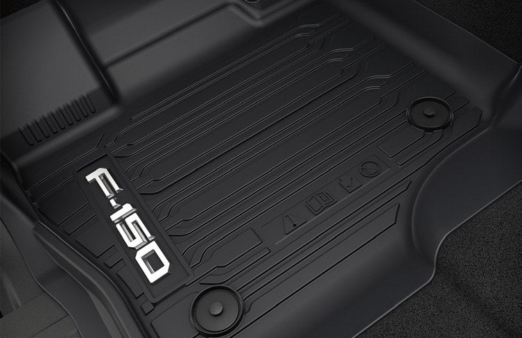 F-150 2021-2027 FLOOR LINER - TRAY STYLE, BLACK, 2-PIECE SET, FRONT ONLY, FOR REGULAR CAB WITH VINYL FLOORING