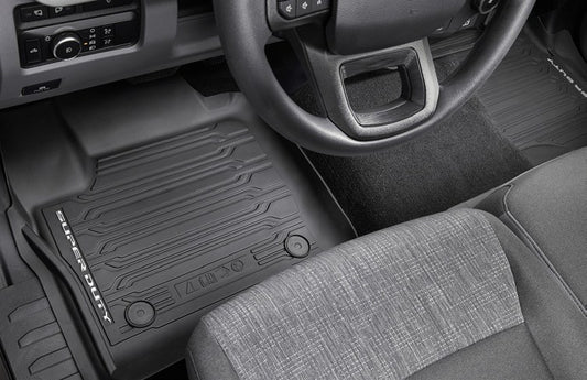 SUPER DUTY 2023-2027 FLOOR LINER - TRAY STYLE, BLACK, 2-PIECE FRONT, FOR CARPET FLOORING, FOR REGULAR CAB