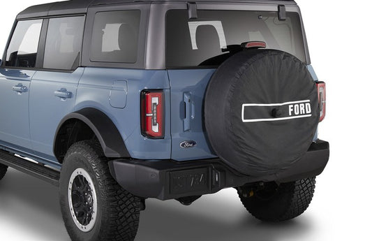 BRONCO 2021-2027 SPARE TIRE COVER - FORD TG STAMPING, OPAQUE WHITE INK, FOR 33 INCH TIRE