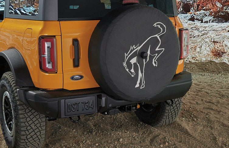 BRONCO 2021-2027 SPARE TIRE COVER - ABSTRACT BRONCO, OPAQUE WHITE INK, FOR 33 INCH TIRE