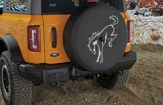 BRONCO 2021-2027 SPARE TIRE COVER - ABSTRACT BRONCO, OPAQUE WHITE INK, FOR 33 INCH TIRE