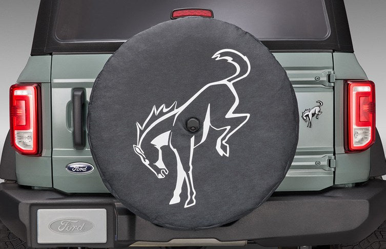 BRONCO 2021-2027 SPARE TIRE COVER - ABSTRACT BRONCO, OPAQUE WHITE INK, FOR 35 INCH TIRE