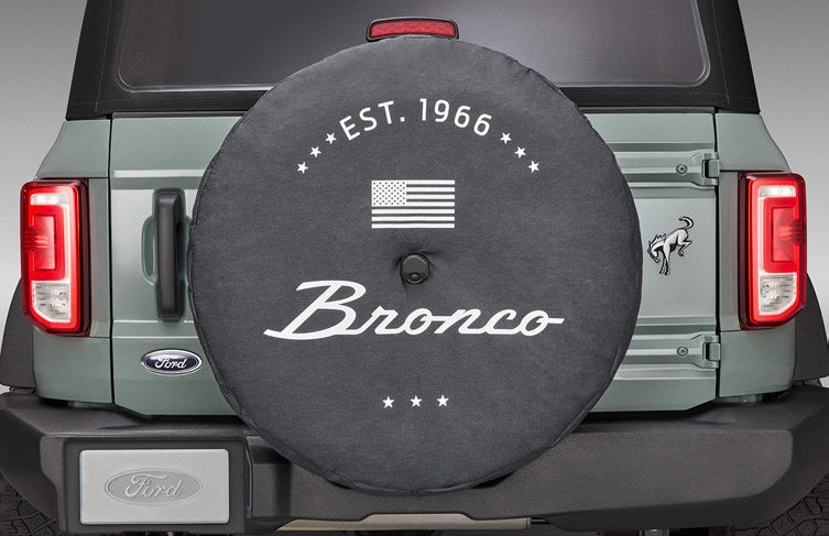 BRONCO 2021-2027 SPARE TIRE COVER - BRONCO 66, OPAQUE WHITE INK, FOR 35 INCH TIRE