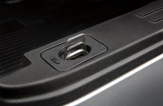 F-150 2020-2027 RETRACTABLE STAKE-POCKET TIE-DOWNS - FLUSH MOUNT, BLACK, GRAIN-MATCHED, SET OF 2