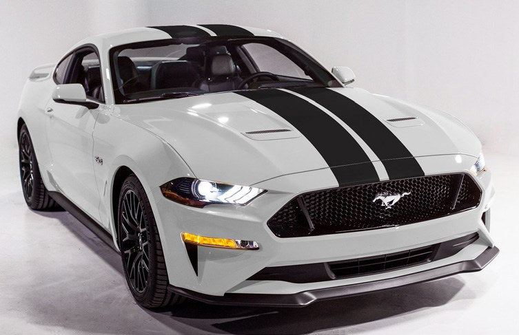 MUSTANG 2020-2027 GRAPHICS KIT - CUSTOM STRIPE KIT, OVER-THE-TOP, DUAL STRIPE, MATTE BLACK