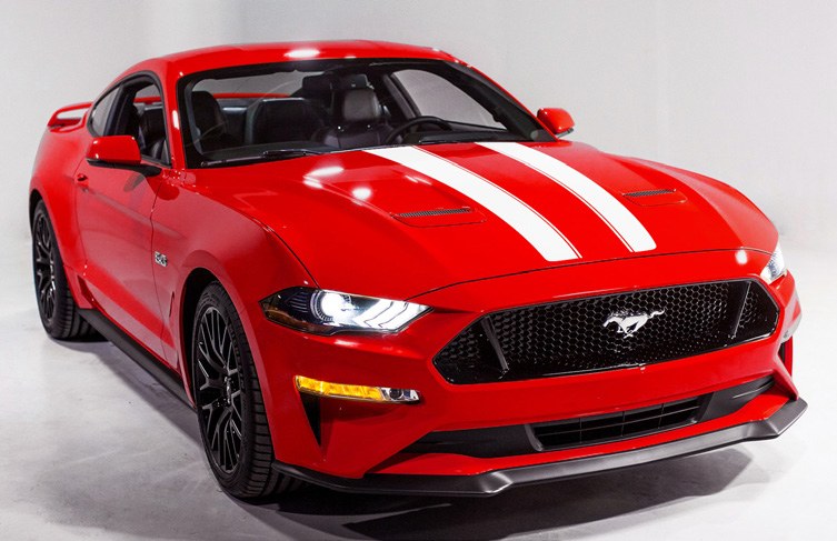 MUSTANG 2020-2027 GRAPHICS KIT - WHITE, DUAL HOOD STRIPE