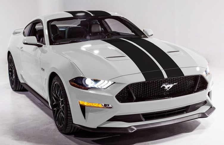 MUSTANG 2020-2027 GRAPHICS KIT - GLOSS BLACK DUAL OVER THE TOP 10 INCH STRIPE KIT