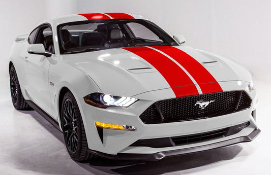 MUSTANG 2020-2027 GRAPHICS KIT - GLOSS RED DUAL OVER THE TOP 10 INCH STRIPE KIT