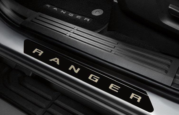 RANGER 2020-2027 DOOR SILL PLATES - BLACK PLATINUM STAINLESS STEEL, 4-PIECE SET FOR SUPER CREW