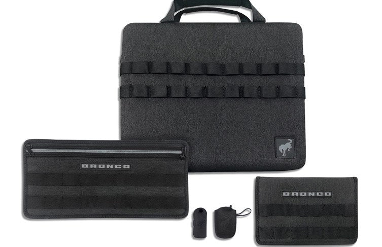 BRONCO 2021-2027 CARGO ORGANIZER - REAR, SUNVISOR ORGANIZER, OWNERS MANUAL, KEY FOB COVER, HOUSE KEY COVER