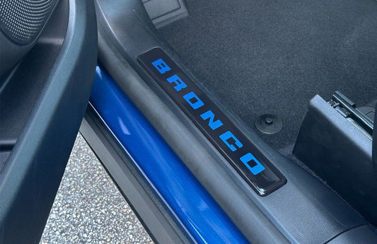 BRONCO SPORT 2021-2027 DOOR SILL PLATE OVERLAYS, FRONT - VELOCITY BLUE