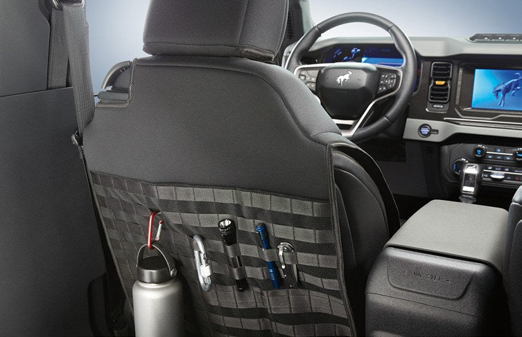 BRONCO 2021-2027 SEAT COVERS - NEOPRENE BY COVERKING, WITH MOLLE STRAPS, FRONT, BLACK, FOR 2-DOOR