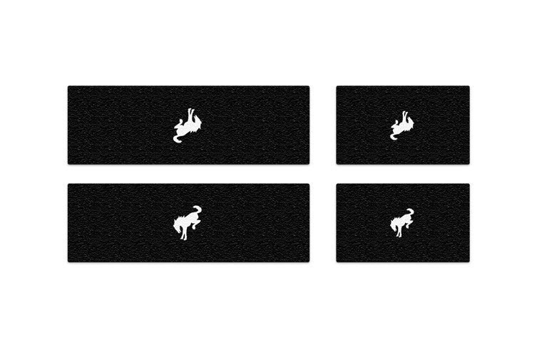 BRONCO 2021-2027 DOOR SILL PROTECTOR KIT BY TUFSKINZ, BUCKING BRONCO LOGO, 5-DOOR