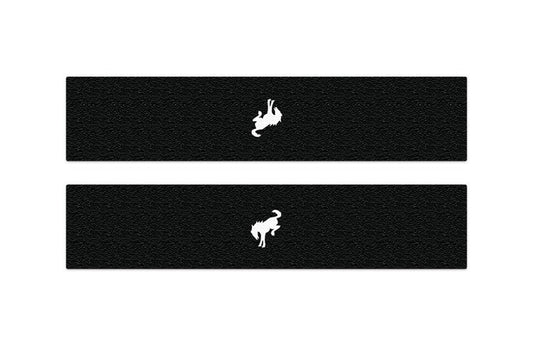 BRONCO 2021-2027 DOOR SILL PROTECTOR KIT BY TUFSKINZ, BUCKING BRONCO LOGO, 3-DOOR