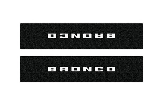 BRONCO 2021-2027 DOOR SILL PROTECTOR KIT BY TUFSKINZ, BRONCO LOGO, 3-DOOR