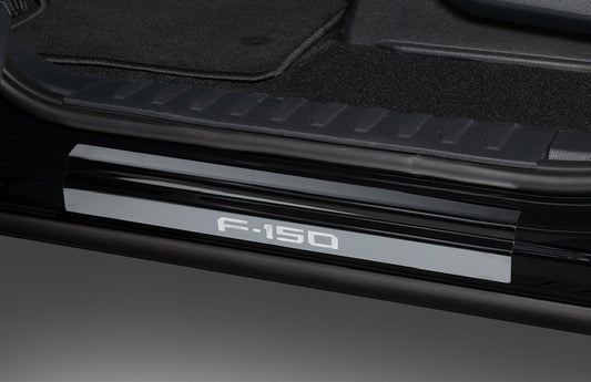 F-150 2021-2027 DOOR SILL PLATES BY PUTCO, BLACK PLATINUM STAINLESS STEEL, CREWCAB