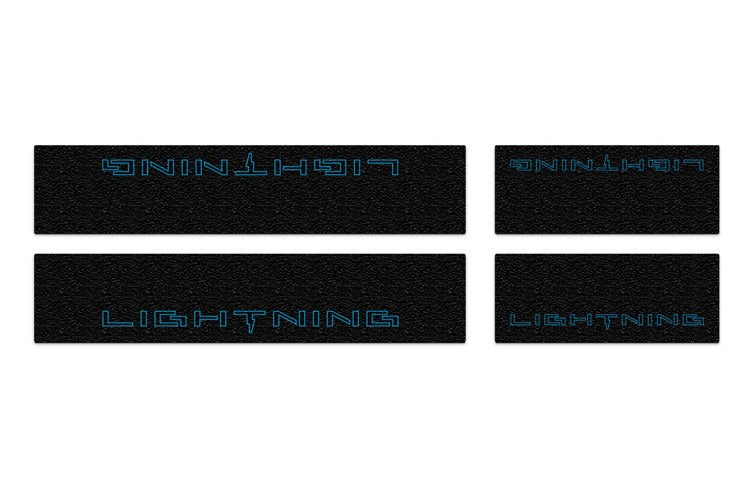 F-150 2021-2027 DOOR SILL KIT BY TUFSKINZ (LIGHTNING LOGO ON BLACK TEXTURE) FOR F-150 LIGHTNING