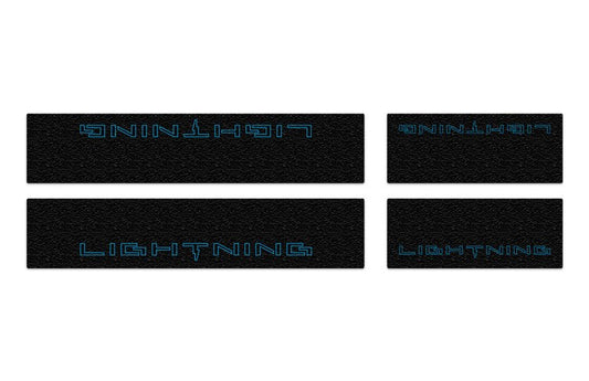 F-150 2021-2027 DOOR SILL KIT BY TUFSKINZ (LIGHTNING LOGO ON BLACK TEXTURE) FOR F-150 LIGHTNING