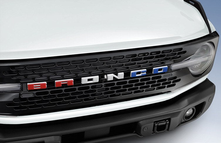 BRONCO EXTERIOR TRIM BY TUFSKINZ, GRILLE LETTERING, RED, WHITE, BLUE