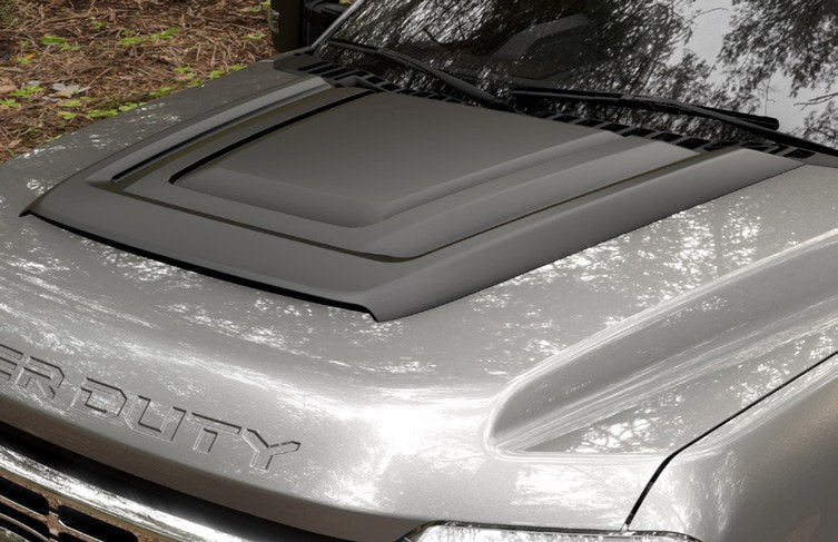 SUPER DUTY 2023-2027 HOOD SCOOP - SATIN BLACK BY AIR DESIGN