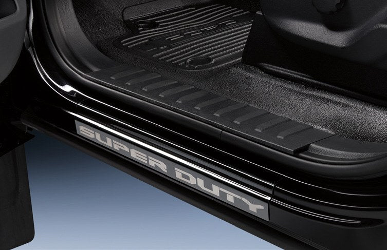 SUPER DUTY 2023-2027 DOOR SILL PLATES BY PUTCO - BLACK PLATINUM STAINLESS STEEL (2 PC KIT)