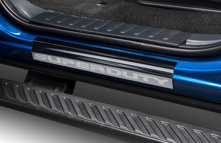 SUPER DUTY 2023-2027 DOOR SILL PLATES BY PUTCO - BLACK PLATINUM STAINLESS STEEL (4 PC KIT)