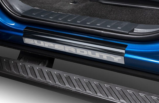 SUPER DUTY 2023-2027 DOOR SILL PLATES BY PUTCO - BLACK PLATINUM STAINLESS STEEL (4 PC KIT)