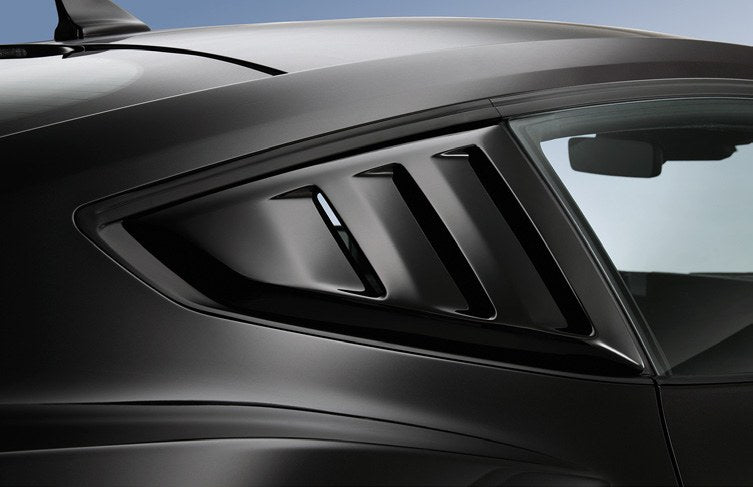 MUSTANG 2024-2027 LOUVERS, QUARTER WINDOW BY AIR DESIGN, GLOSS BLACK, NOT FOR USE WITH CONVERTIBLE MODELS