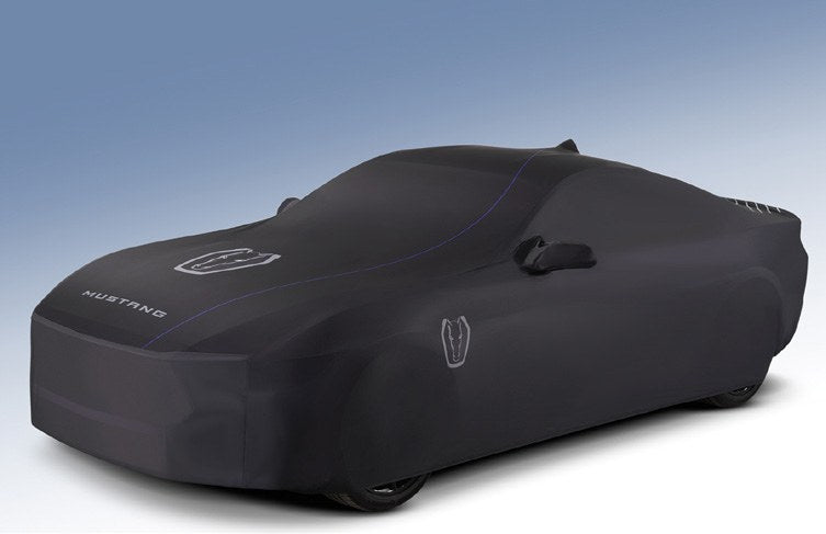 MUSTANG 2024-2027 FULL VEHICLE COVER - INDOOR COVER FOR DARK HORSE WITH HANDLING PACK, PEDESTAL/HIGH SPOILER, BLACK WITH
