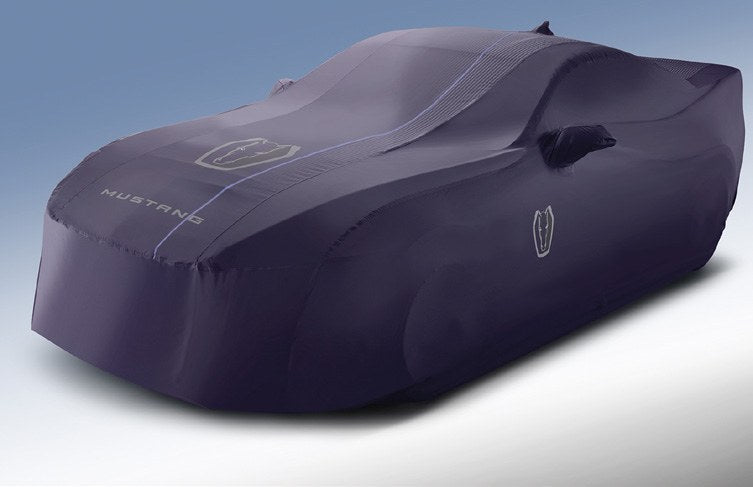 MUSTANG 2024-2027 FULL VEHICLE COVER - OUTDOOR COVER FOR DARK HORSE WITH HANDLING PACK, PEDESTAL/HIGH SPOILER, DARK BLUE
