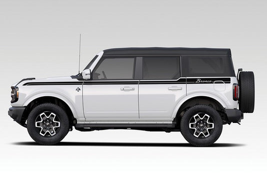 BRONCO 2021-2027 FORD CUSTOM GRAPHICS - BRONCO 4 DOOR - CLASSIC STRIPE - BLACK