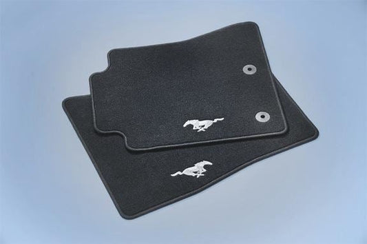 MUSTANG 2015-2022 FRONT CARPET FLOOR MATS W/ SILVER PONY LOGO
