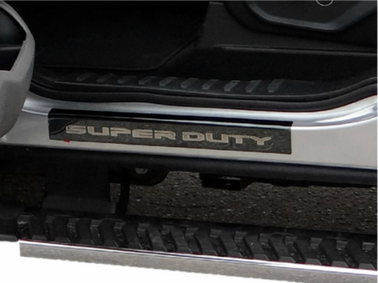 SUPER DUTY 2017-2022 DOOR SILL PLATES — BLACK CHROME, REG & SUPER CAB