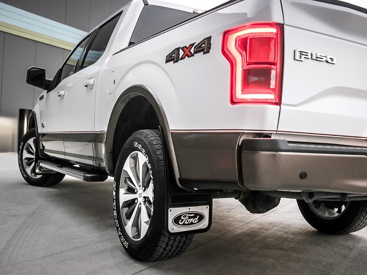 F-150 2015-2020 GATORBACK BLACK/SILVER FORD LOGO SPLASH GUARDS