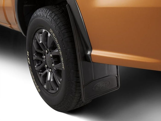 CL3Z-16A550-S SPLASH GUARDS - PREMIUM FLAT, BLACK, WITHOUT BRIGHT ACCENT, REAR PAIR, WITH FORD LOGO