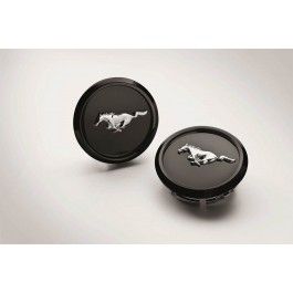 MUSTANG 2015-2023 CENTER CAPS — PONY LOGO, LOW GLOSS BLACK
