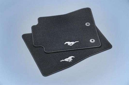 FR3Z-6313300-AC FLOOR MATS - CARPETED, BLACK, 2-PIECE SET, WITH SILVER PONY LOGO