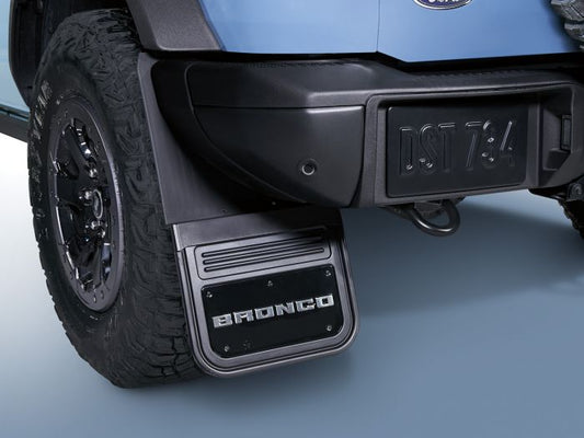 BRONCO 2021-2026 GATORBACK SPLASH GUARDS — REAR PAIR, BRONCO TEXT LOGO